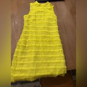 J. Crew Bright Yellow Fringe Shift Dress